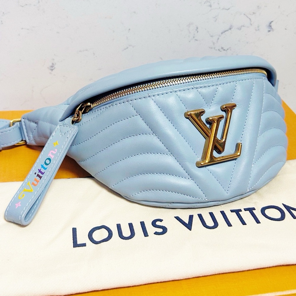 Authentic Louis Vuitton Pale Blue Wave Smooth Calfskin Bum Bag - Picture 2 of 14